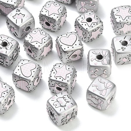 Printed Carved Opaque Acrylic Beads AC-CBADA7D-13-1