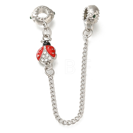 Rack Plating Alloy Enamel European Beads with Safety Chains PALLOY-A009-01P-1