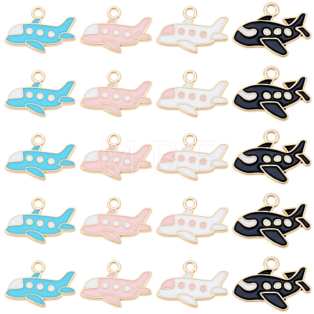 64Pcs 4 Styles Alloy Airliner Pendants ENAM-SC0008-01-1