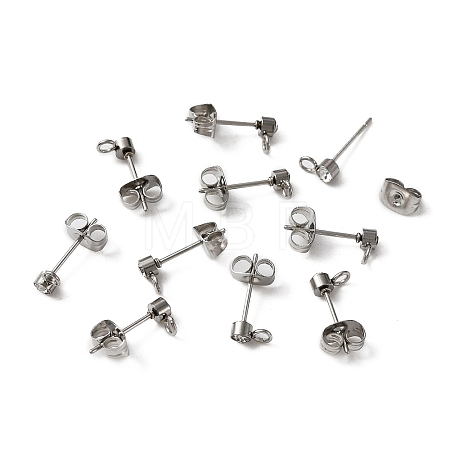 304 Stainless Steel Stud Earrings Findings LS-STAS-WH0029-44A-P-1