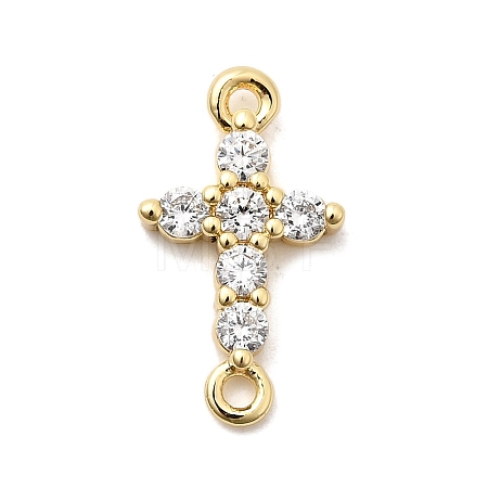 Brass Pave Clear Cubic Zirconia Connector Charms KK-H529-39B-G-1