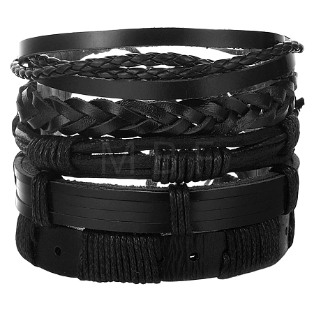 1Bag Mixed Styles Adjustable PU Leather Cord Braided Bracelets for Unisex BJEW-CL0001-47C-1