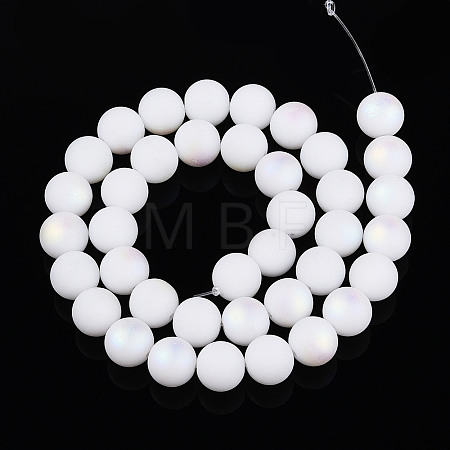 Frosted Opaque Glass Beads Strands GLAA-T032-P10mm-MBB02-1
