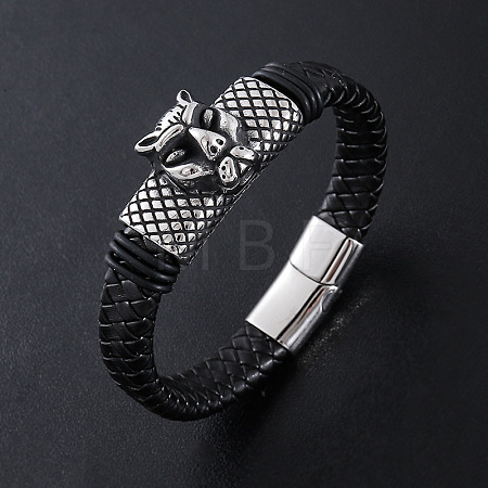 Punk Braided PU Leather Cord Bracelets AV4566-1-1