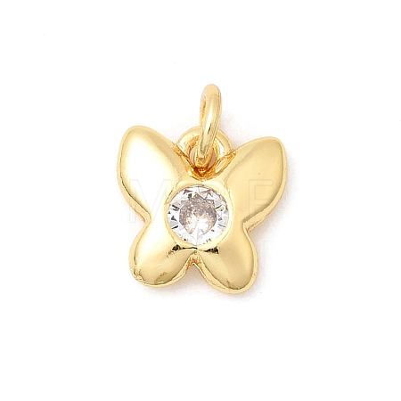 Brass Micro Pave Cubic Zirconia Charms KK-Z135-02G-01-1