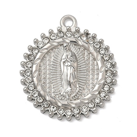 304 Stainless Steel & Rhinestone Pendants STAS-G371-09G-01P-1