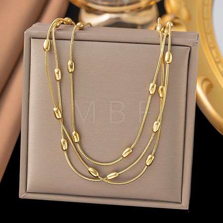 304 Stainless Steel Oval Snake Chain Necklaces NJEW-H046-03G-1