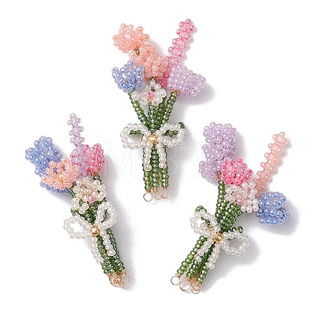 Seed Beads Beaded Charms PALLOY-JF02868-1