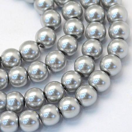Baking Paint Pearlized Glass Pearl Round Bead Strands HY-Q003-4mm-34-1