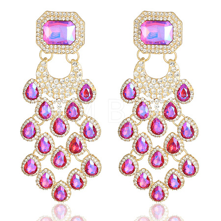 Teardrop with Rectangle Alloy Rhinestone Chandelier Earrings FS-WGBF96F-03-1