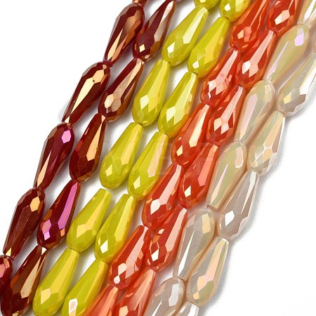 Electroplated Opaque Glass Beads Strands EGLA-L015-FR-B-01-M-1