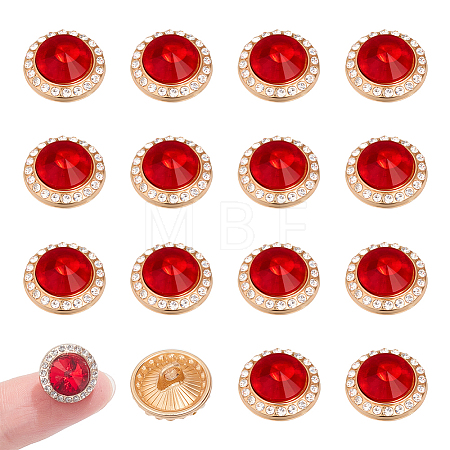 20Pcs 1-Hole Flat Round Zinc Alloy Rhinestones Buttons ALRI-NB0001-20A-1