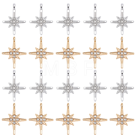 32Pcs 2 Colors Alloy with Rhinestone Pendants FIND-SC0023-34-1