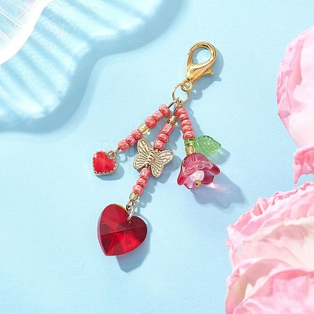 Glass Seed Beaded Pendant Decorations HJEW-MZ00405-02-1
