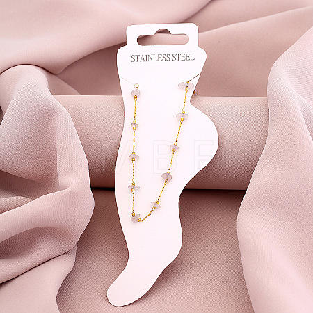 Dyed Natural Quartz Chip with 304 Stainless Steel Chain Anklets WGD014F-04-1