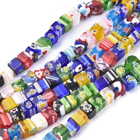 Cube Handmade Millefiori Glass Beads LK-R004-70-1