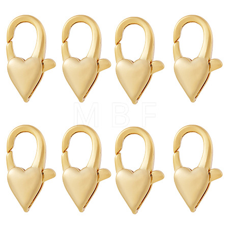 8Pcs Brass Heart Lobster Claw Clasps KK-TA0002-71-1