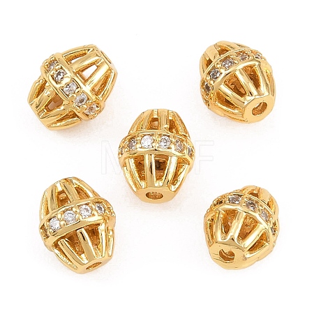 Brass Micro Pave Clear Cubic Zirconia Beads KK-Z162-13G-1
