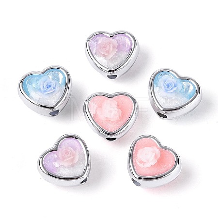 CCB & Resin Heart and Flower Pendants CCB-T013-01M-1