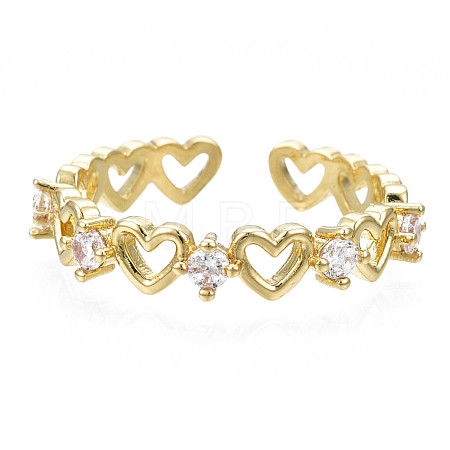Exquisite Cubic Zirconia Heart Cuff Ring RJEW-N035-057-NF-1