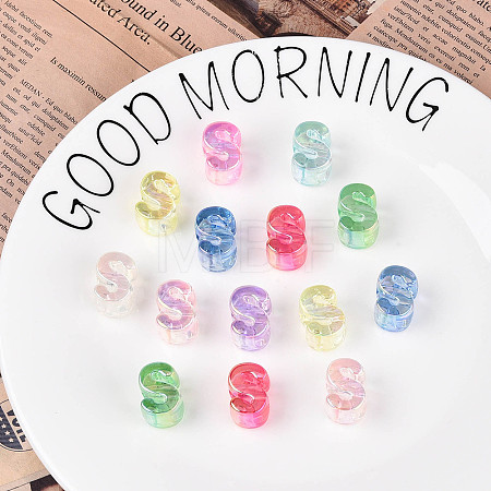 UV Plating Transparent Acrylic European Beads OACR-M027-02S-1