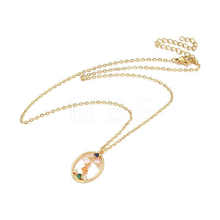 Colorful Cubic Zirconia Constellation Pendant Necklace NJEW-H166-01K-1