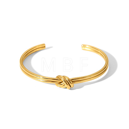 Geometric C-Shaped Double Layer Adjustable 304 Stainless Steel Twisted Knot Cuff Bangles for Women FB2963-1