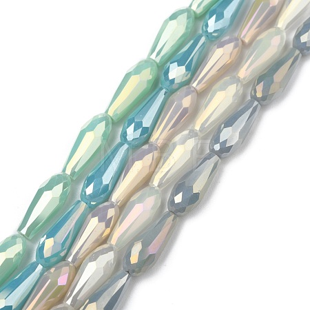Electroplated Opaque Glass Beads Strands EGLA-L015-FR-B-01-1