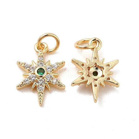 Rack Plating Brass Micro Pave Cubic Zirconia Pendants KK-E081-10G-1