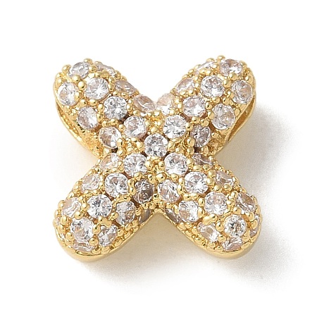 Brass Micro Pave Cubic Zirconia Beads KK-P290-61G-X-1