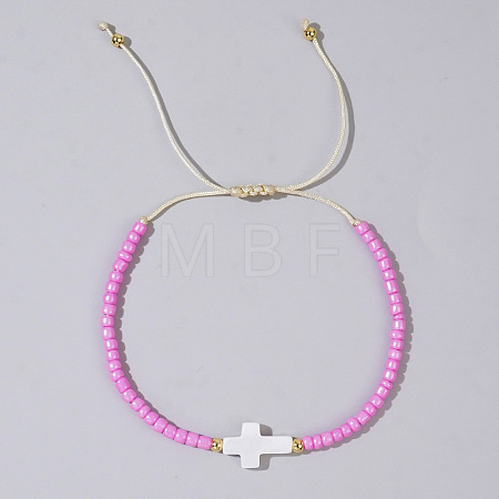 Glass Seed Beads & Brass Braided Beaded Bracelets TV0952-3-1