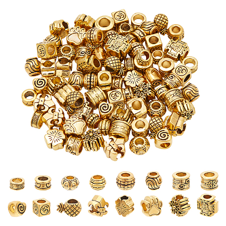 96Pcs 16 Styles Tibetan Style European Beads DIY-NB0012-43B-1