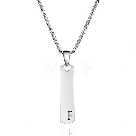 304 Stainless Steel Rectangle with Letter Pendant Box Chain Necklaces FS-WGD7C78-06-1