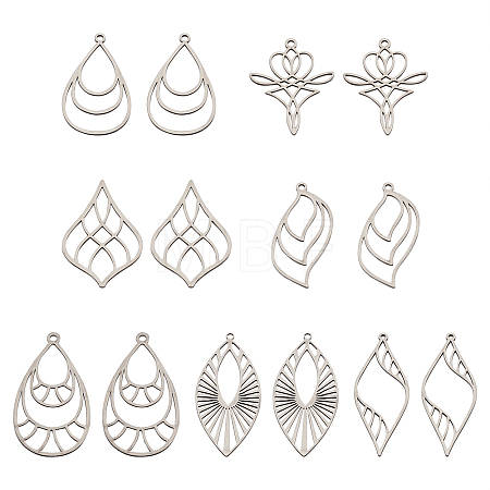 14Pcs 7 Style Stainless Steel Pendants STAS-PJ0001-46-1
