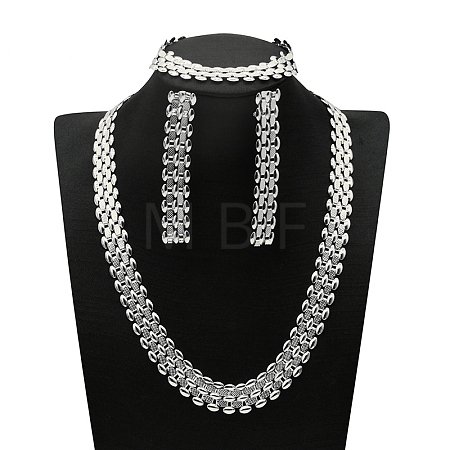 Alloy Chain Necklaces & Stud Earrings & Bracelets Sets FS-WG5EDEB-12-1