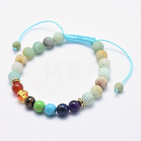 Natural Amazonite Braided Bead Bracelets BJEW-F276-G10-1