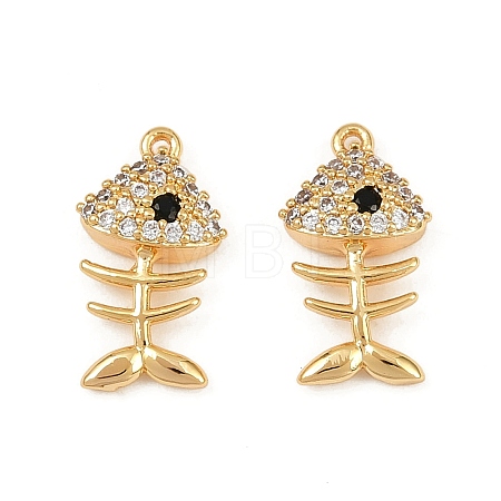 Ocean Theme Brass Micro Pave Cubic Zirconia Charms KK-F902-08M-G-1