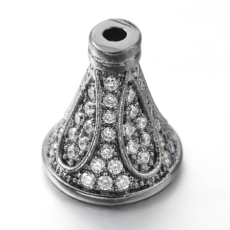 Brass Micro Pave Cubic Zirconia Bead Cones ZIRC-O019-B-02B-1