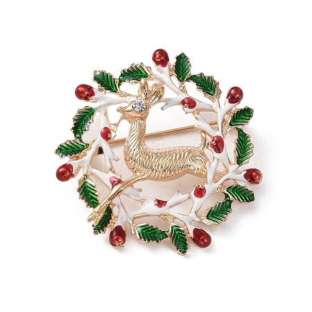 Christmas Theme Rhinestone Brooch Pin JEWB-D061-01KCG-03-1