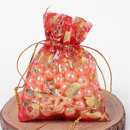 Rose Printed Organza Bags OP-R021-7x9-06-1