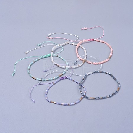 Adjustable Nylon Thread Braided Beads Bracelets BJEW-JB04374-1