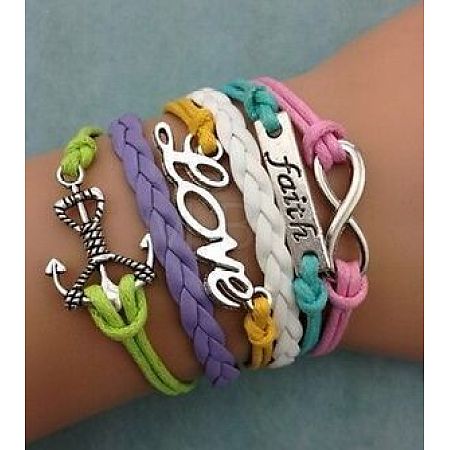 Suede & Imitation Leather Cord Knitted Multi-strand Bracelets WGD6FE3-03-1