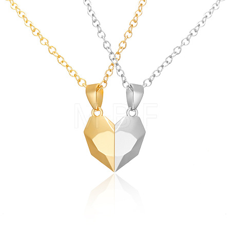 Valentine's Day 304 Stainless Steel Magnetic Heart-shaped Couples Necklace Set with Peach Heart Pendant RE7695-3-1