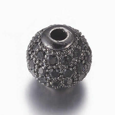 Brass Micro Pave Cubic Zirconia Beads ZIRC-E134-8mm-05B-1