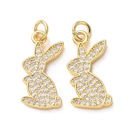 Brass Micro Pave Clear Cubic Zirconia Pendants CU-E003-18G-09-1