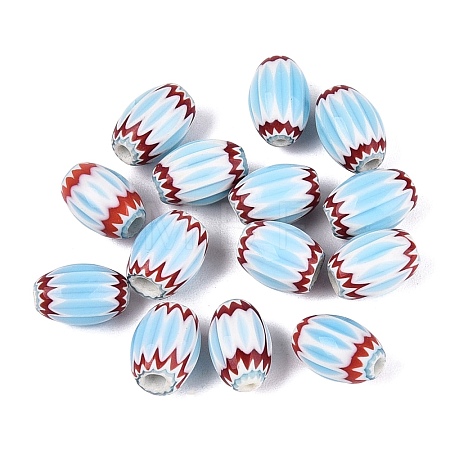 Handmade Millefiori Glass Barrel Beads LA-N002-02D-1
