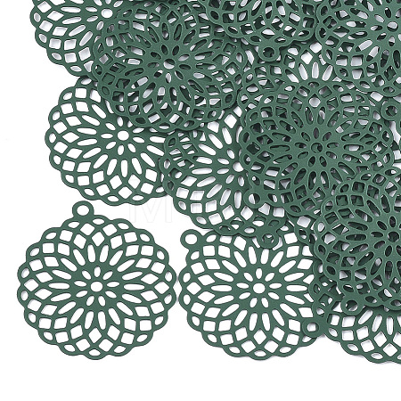 430 Stainless Steel Filigree Pendants X-STAS-T042-02B-1