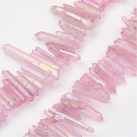 Electroplated Natural Quartz Stick Bead Strands G-G950-06A-1