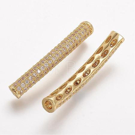 Brass Micro Pave Cubic Zirconia Tube Beads ZIRC-N025-60G-1
