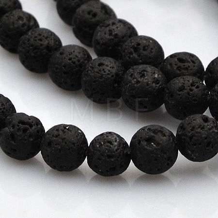 Natural Lava Rock Round Beads Strands G-N0120-18-6mm-1
